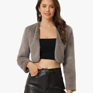 Allegra K Gray Teddy Jacket for Women